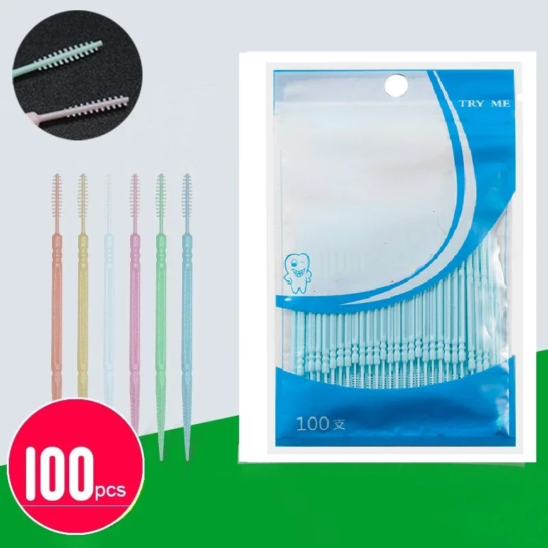 Dental Floss Picks - 歯磨き粉ディスペンサー,100個,ダブルヘッド,口腔ケア,歯科治療
