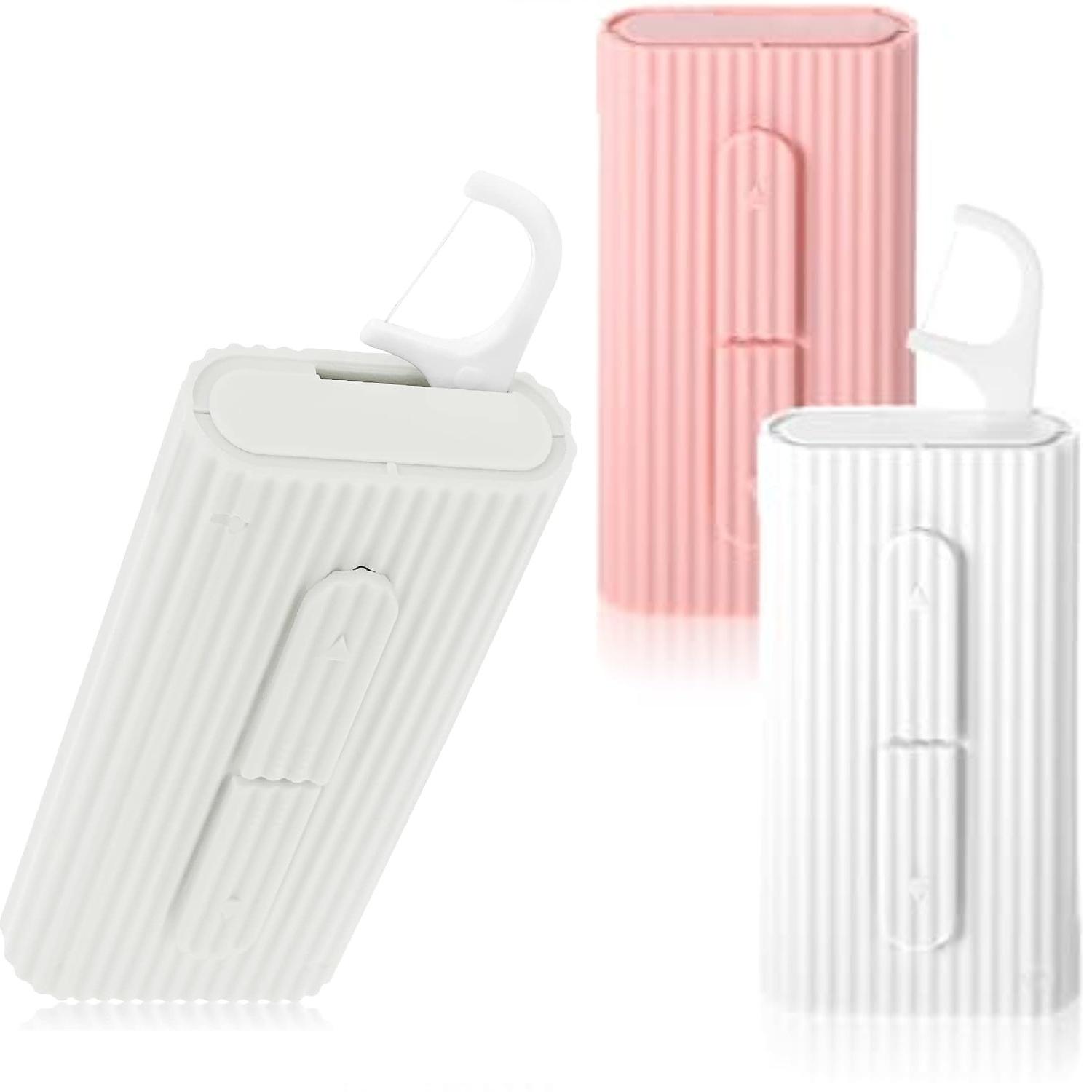 Dental Floss Picks - ポータブル自動デンタルフロスディスペンサー ポップアップトラベルフロスピック収納ケース 詰め替え可能なミニつまようじホルダーボックス ポケットフロススティックオーガナイザー 口腔衛生用 歯のクリーニング用