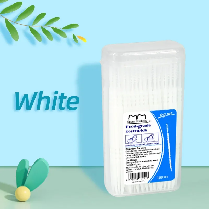 Dental Floss Picks - 100個入り ダブルヘッド デンタルフロス インターデンタル歯間ブラシ 歯間ブラシ 歯磨きスティック