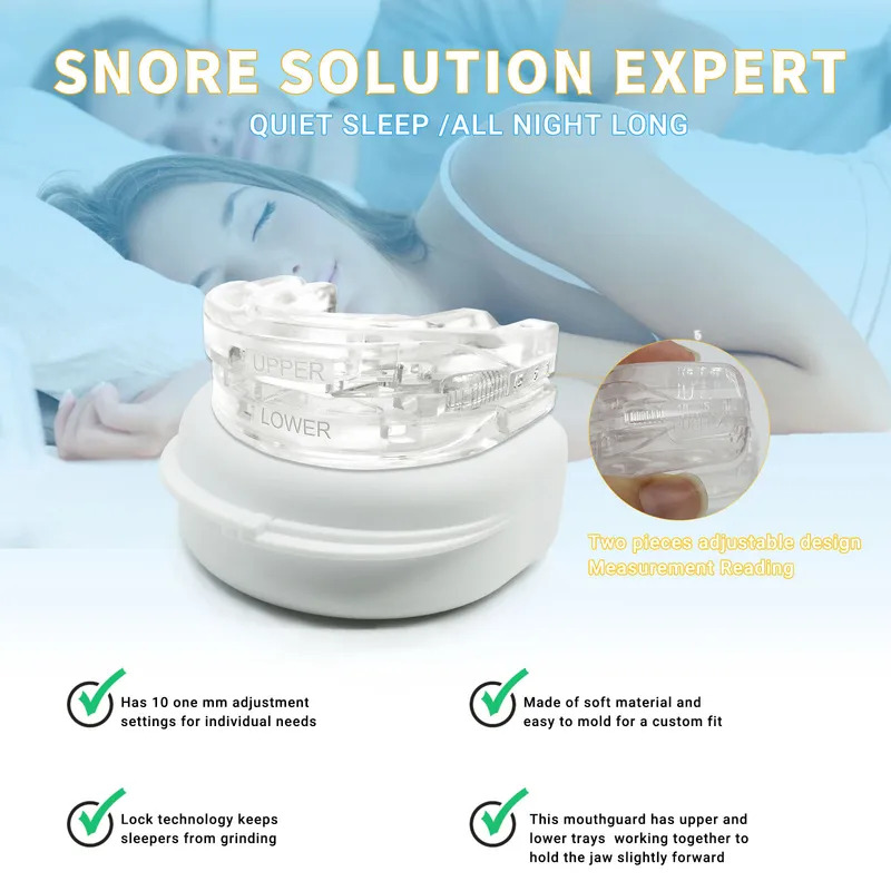 Teeth Whitening Mouth Guard - シリコン製いびき防止マウスピース、歯ぎしり防止マウスガード、睡眠改善補助器具、歯列矯正、いびき防止ナイトデバイス、いびき防止