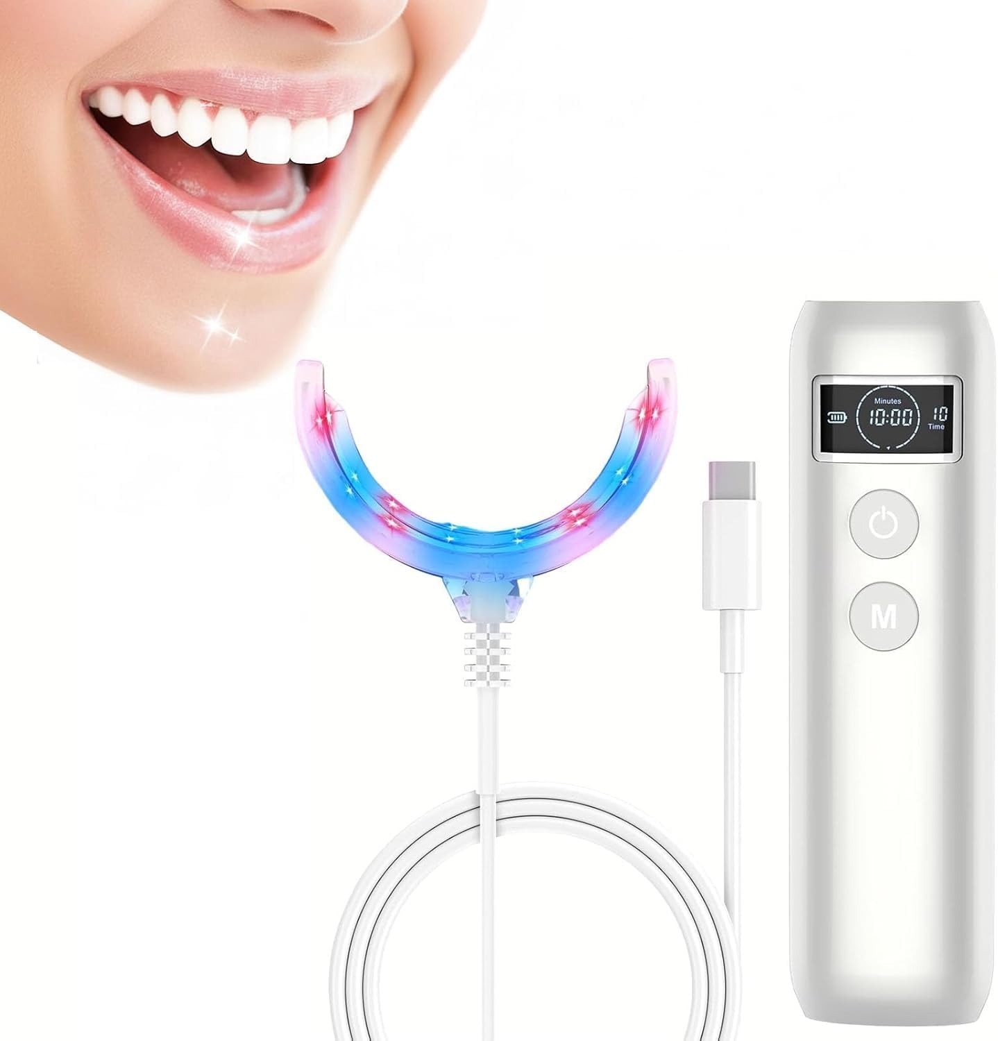 Teeth Whitening For Trays - 歯のホワイトニング促進ランプ ブルー＆レッドライト LED 口腔ケアトレイ モバイル充電式 ポータブルコールドライト