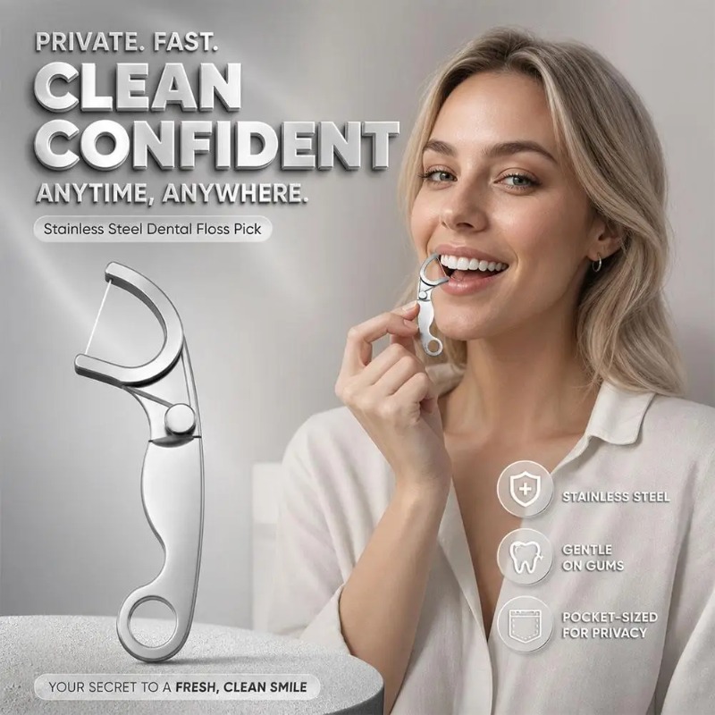 ステンレス製再利用可能な歯間ブラシ、フロスホルダーセット、携 - Dental Floss Picks のレビューと価格