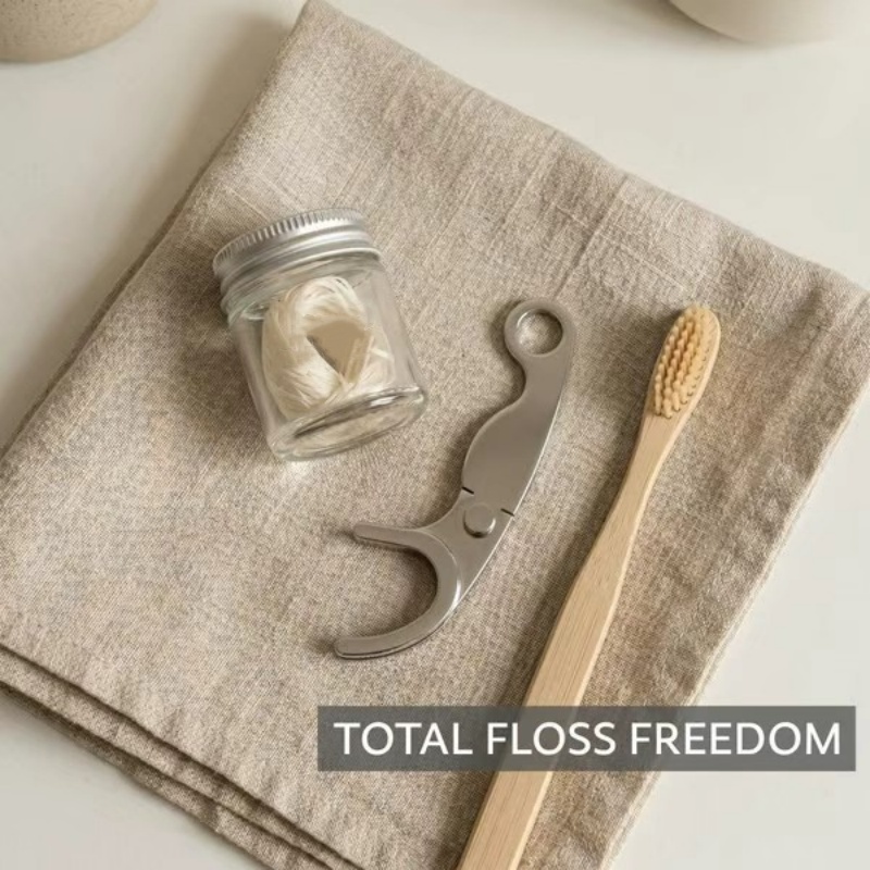 ステンレス製再利用可能な歯間ブラシ、フロスホルダーセット、携 - Dental Floss Picks のレビューと価格